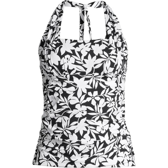Lands' End Square Neck Halter Tankini Swimsuit Top in Havana Print Size 4 NWT - Picture 2 of 8